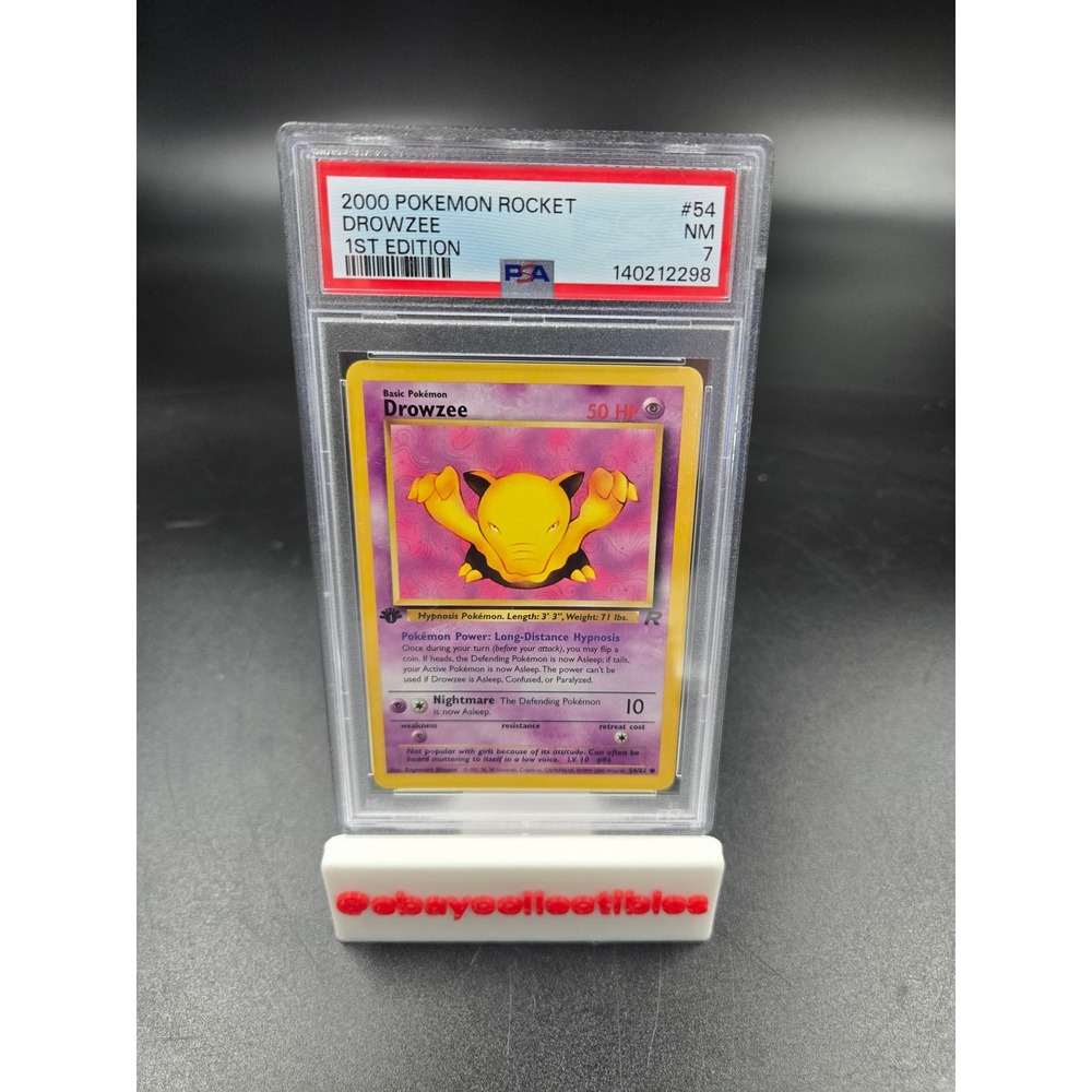 2000 Pokemon Team Rocket Drowzee 1st Edition #54 PSA 7 NM Graded Card